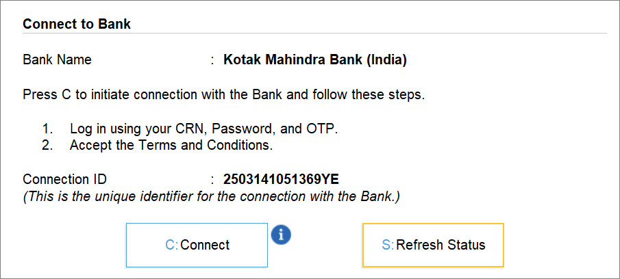 Refresh the Connection with Kotak Mahindra Bank