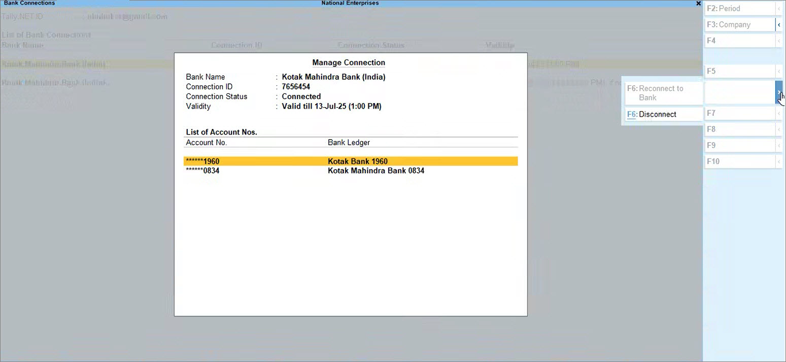 Disconnect from Kotak Mahindra Bank