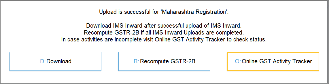 IMS Inward Invoices Upload Successful in TallyPrime
