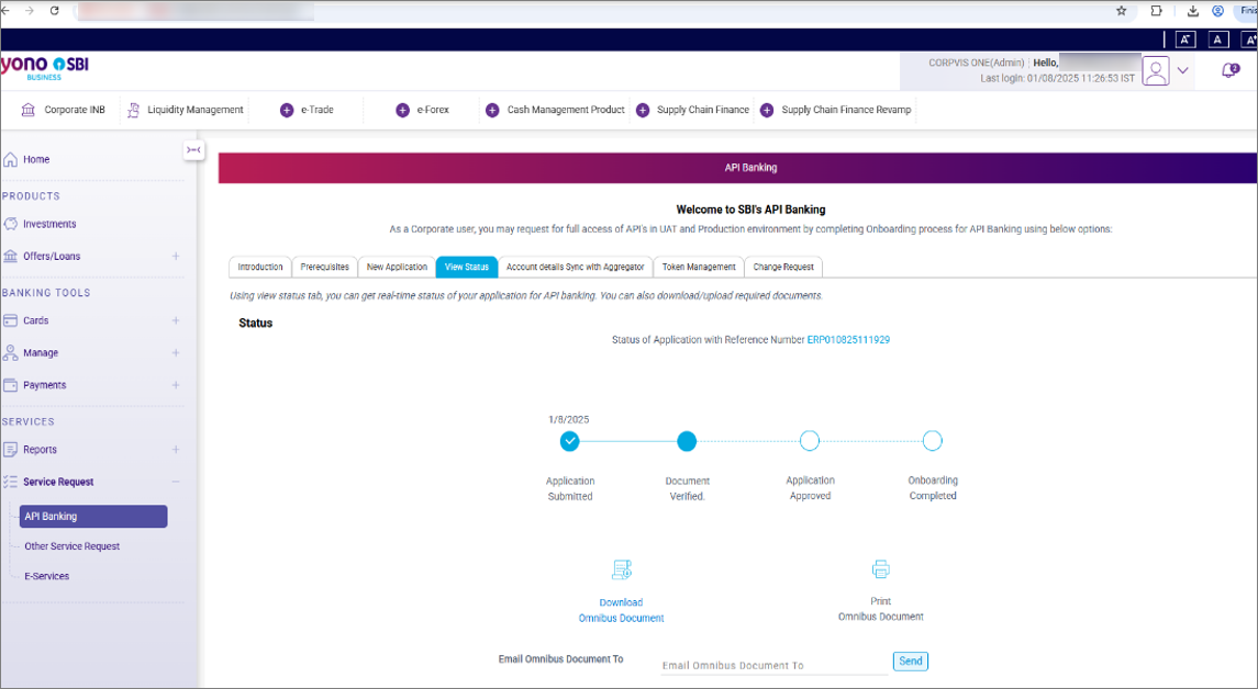 View Status on SBI Portal