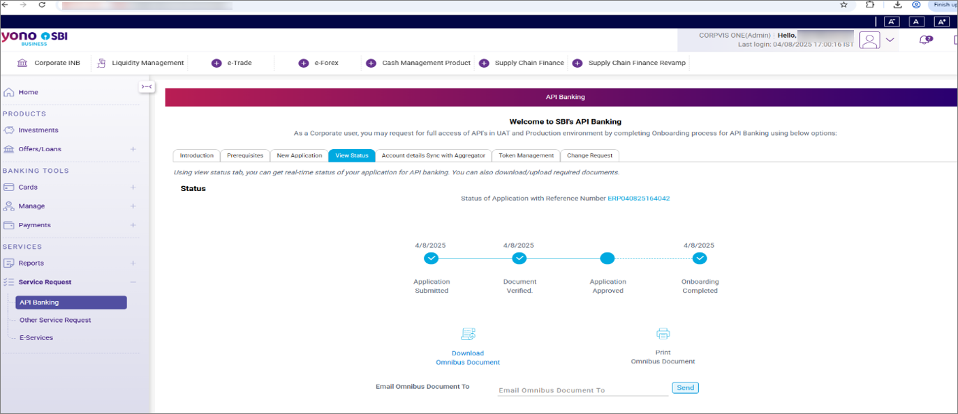 Onboarding Completed on the SBI Portal