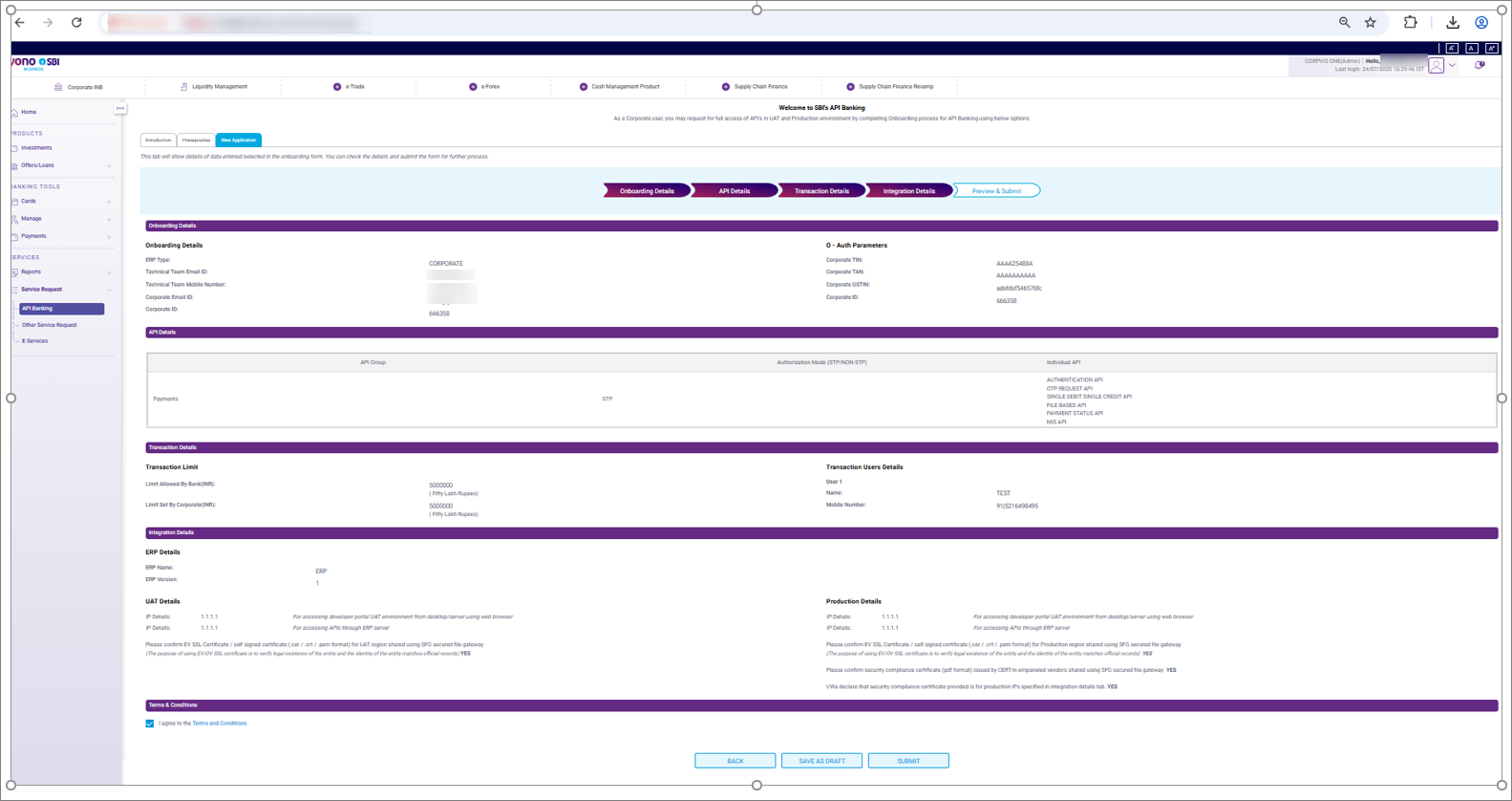 Preview and Submit Page on SBI Portal