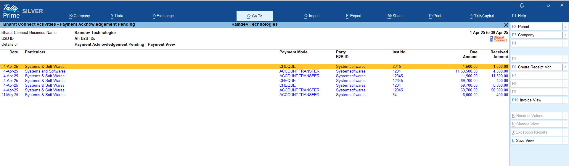 Payment-ackn-pending-drill-down