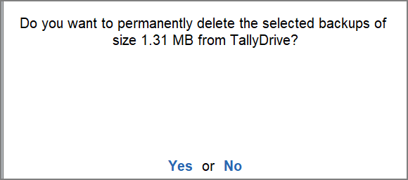 Delete Backup from TallyDrive in TallyPrime